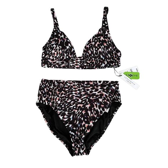 Sanctuary Bikini Womens Size Large Stay Cool Leopard Banded High Rise 2-Piece - Picture 1 of 13